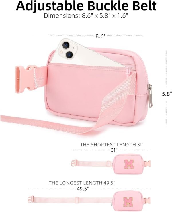 wholesale fanny pack for girls birthday christmas gifts idea for 4 5 6 7 8 9 10 11 12 13 year old kids cute trendy belt bag fashionable waist packs crossbody bag initial letter m pink free samples