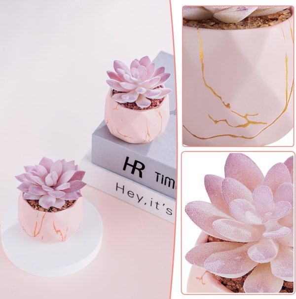 wholesale artificial succulent plants in 2 pink ceramic pots, cute fake plants for vanity decor,office, desk, bathroom, kitchen,bedroom, shelves decor for women,girls gift free samples