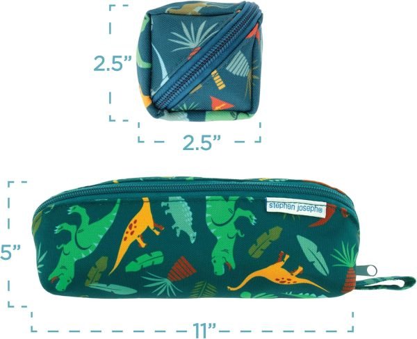 wholesale stephen joseph all over printed pencil pouch | multipurpose kids school stationary case, colorful cute designs with large space for pencils and pens, turquoise floral, pencil case free samples