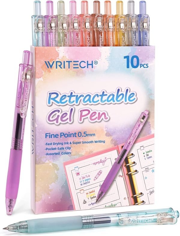 wholesale writech retractable gel pens quick dry ink pens fine point 0.5mm multicolor for journaling, drawing, doodling, and notetaking (multicolor) free samples