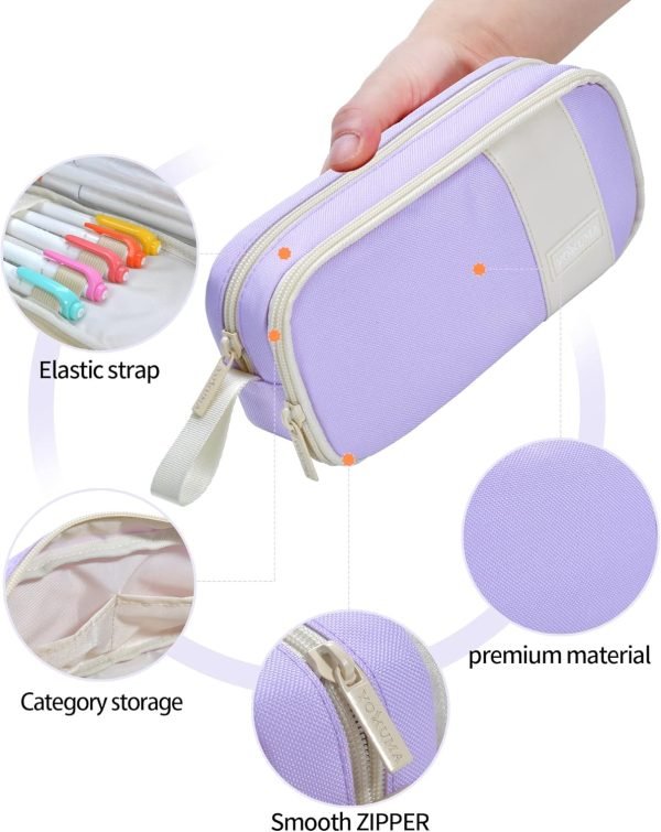 wholesale yokuma pencil case for adults aesthetic pen bag for teen college zipper pouch office supplies stationery organizer small tool bag (purple tw) free samples