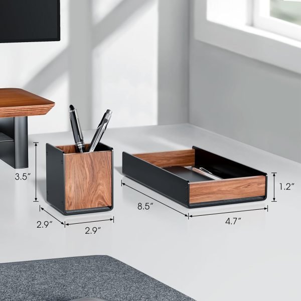 wholesale upergo walnut desk tray with pen holder set, natural wooden desk draw organizer office, desk organizer tray for keys, pen, watch free samples