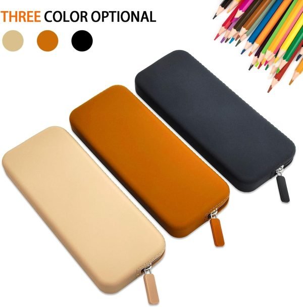 wholesale silicone pencil case, waterproof silicone cosmetic bag, pencil bag, multifunctional pencil case aesthetic, zipper storage bag (black) free samples