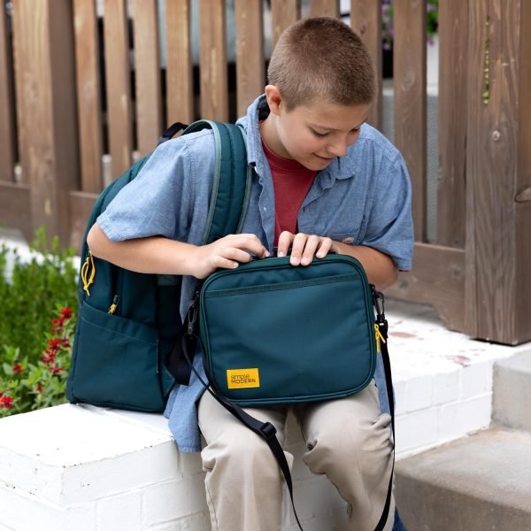 wholesale simple modern hadley with shoulder strap | lunch box for kids, teens, and adults | insulated bag for girls, boys, women, men | meal containers with exterior and interior pockets | almond birch  with your logo & design