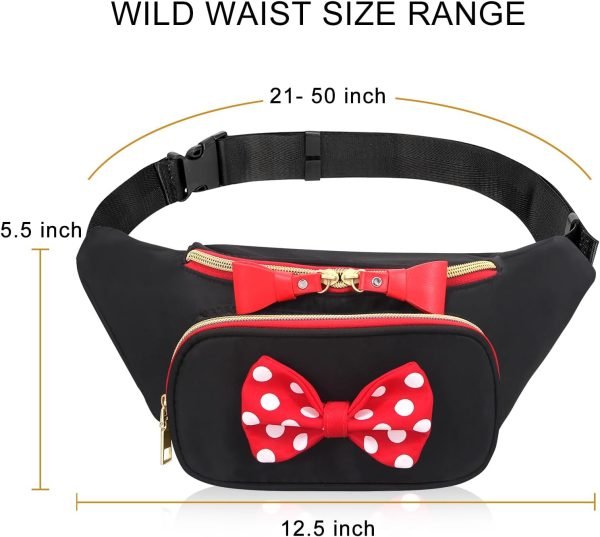 wholesale cute disney fanny pack for women teen girls minnie bowknot polka dot fanny packs cartoon hiking waist bag travel waist pack crossbody belt bags little kid outdoor waist packs free samples