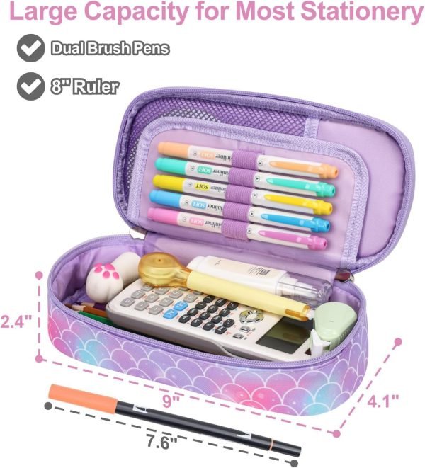 wholesale pencil case for girls - cute pencil case for kids special pencil pouch for girls sparkly kids pencil box pencil bag for school, pencil case only (glitter purple, mermaid) free samples