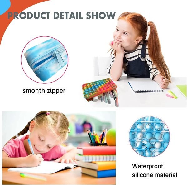 wholesale pop pencil case, fidget pencil pen case simple sensory silicone bubble toy, stationery storage bag decompression toy for kids, school season gifts, office stationery organizer, christmas gifts free samples