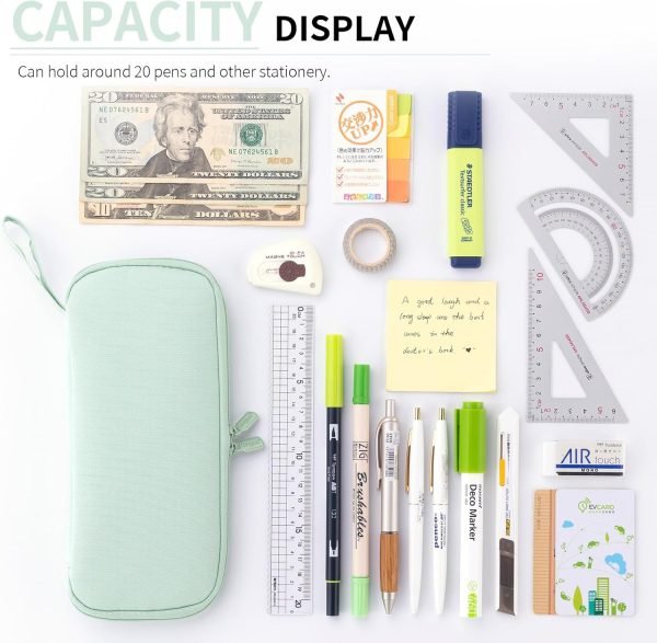 wholesale angoobaby pencil case wide opening durable pen pouch lightweight portable pencil bag with handle for school teen girl boy men women adults green free samples