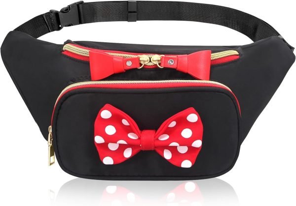 wholesale cute disney fanny pack for women teen girls minnie bowknot polka dot fanny packs cartoon hiking waist bag travel waist pack crossbody belt bags little kid outdoor waist packs free samples