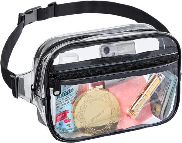 wholesale clearworld clear fanny pack for women men, stadium approved waist pack with adjustable strap,fashion belt bag for festival, games,travel and concerts free samples