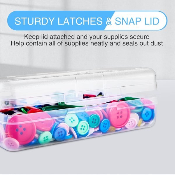 wholesale sooez 3 pack large pencil box case, clear crayon marker box bulk, hard plastic school supplies with snap-tight lid, stackable storage container art craft organizer for bead pens ribbons, clear free samples