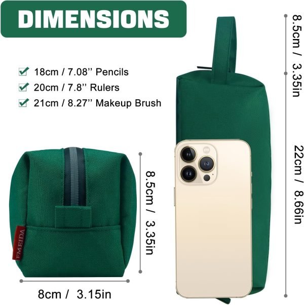 wholesale fmeida large pencil case asthetic - simple pencil pouch organizer portable pencil bag with easy grip handle & loop waterproof office supplies stationery pencil box makeup bag for adults, dark green free samples