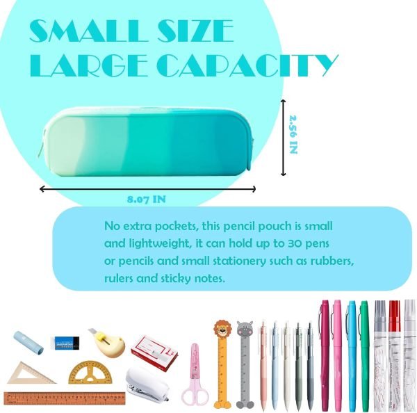 wholesale pencil case,colorful silicone waterproof pencil pouch aesthetic lightweight&portable pen bag stylish small office supplies for adults,women and men(green) free samples