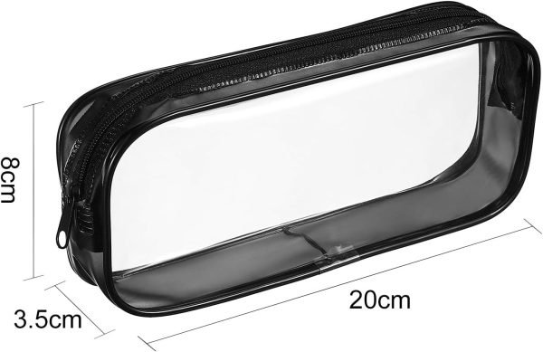 wholesale tatuo 4 pieces clear pvc zipper pen pencil case, big capacity pencil bag makeup pouch (black) free samples