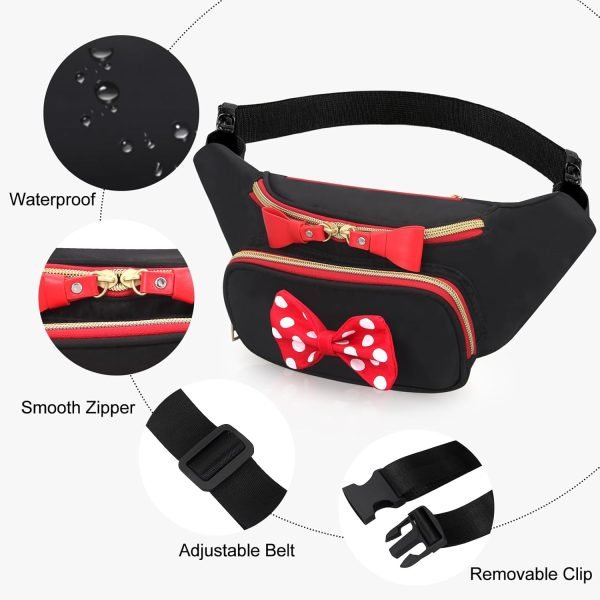 wholesale cute disney fanny pack for women teen girls minnie bowknot polka dot fanny packs cartoon hiking waist bag travel waist pack crossbody belt bags little kid outdoor waist packs free samples