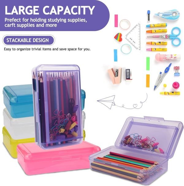 wholesale 1 pcs pencil box,double layer large capacity pencil box,hard pencil case with snap-tight lid, plastic pencil box for office school supplies pen boxes,storage organizer for gel pens erasers pens-purple free samples