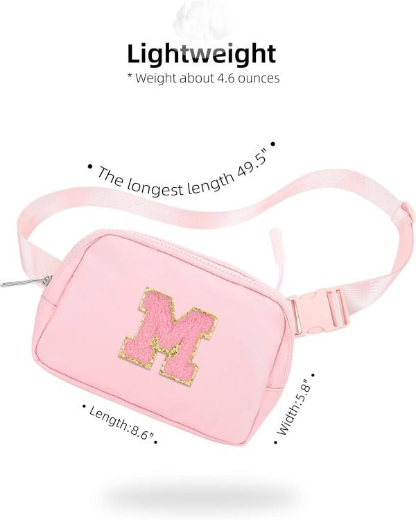 wholesale fanny pack for girls birthday christmas gifts idea for 4 5 6 7 8 9 10 11 12 13 year old kids cute trendy belt bag fashionable waist packs crossbody bag initial letter m pink free samples