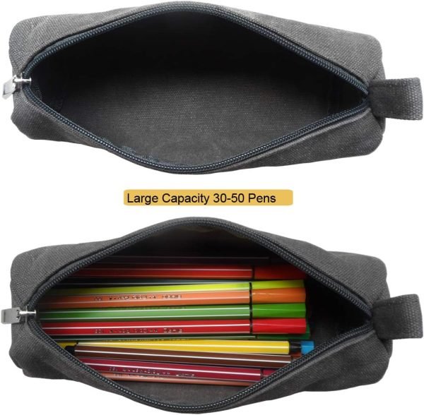 wholesale enyuwlcm heavy canvas stationery stylish simple pencil bag and durable compact zipper pencil case pouch 1 pack gray free samples