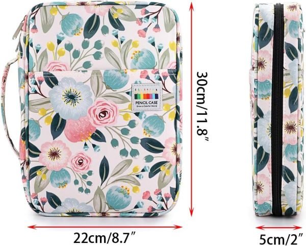 wholesale btsky portable colored pencil case - colored pencil organizer holds 166 pencils or 112 gel pens large capacity zippered pencil holder gel pens watercolor flowers free samples