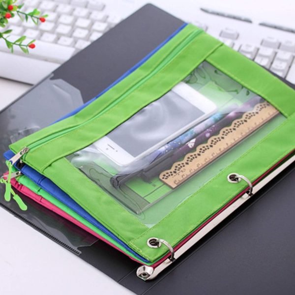 wholesale yopay 14 pack binder pencil pouch for 3 ring binder, b5 size zipper pulls pencil bags case, cosmetic bags with clear window for school, office, oxford cloth, 7 colors free samples