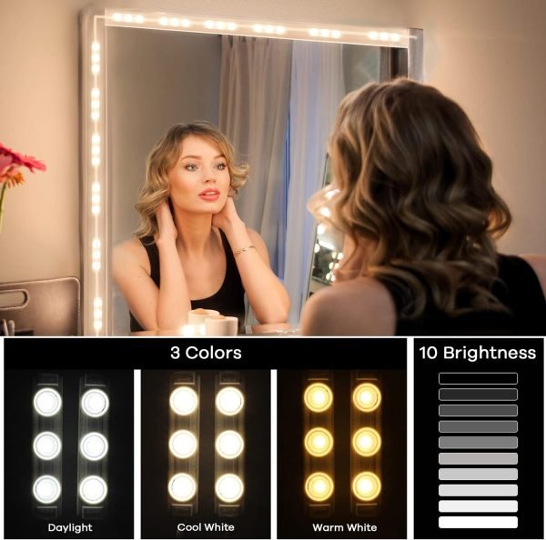 wholesale consciot led vanity lights for mirror, hollywood style mirror strip, adjustable color & brightness, usb cable, dimmable makeup stick on table dressing room mirror,white free samples