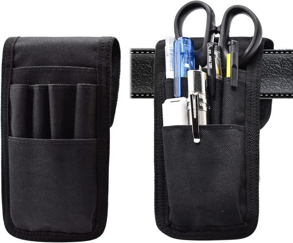 wholesale 2 pcs belt pen holder, multifunctional adjustable tactical pencil pouch, detachable military duty pencil sleeve case, can hold pens, rulers and scissors, black free samples