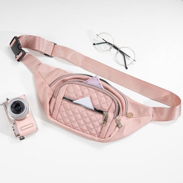 wholesale fanny packs for women fashionable stylish cute nylon designer fanny pack waterproof waist belt bag pouch chest sling fannypack's crossbody bags for women sport workout travel work (pink) free samples