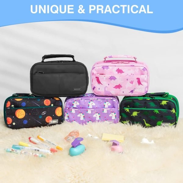 wholesale vaschy pencil case, large pencil pouch with compartments for middle school,work,office pen organizer holder school supply black free samples