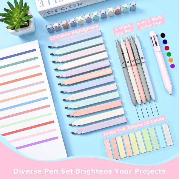 wholesale asten 35 pcs aesthetic school supplies, clear pencil case with pastel pens and highlighter, mechanical pencil 0.5 & 0.7 mm, 6-in-1 multicolor pen, book annotation kit, college school supplies for girl free samples