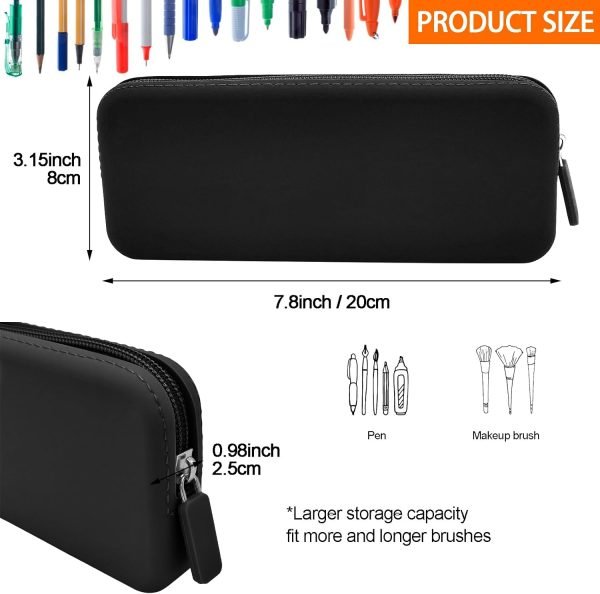 wholesale silicone pencil case, waterproof silicone cosmetic bag, pencil bag, multifunctional pencil case aesthetic, zipper storage bag (black) free samples