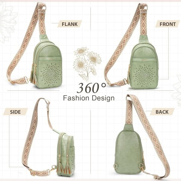 wholesale aphison small sling bag fanny packs cell phone purse vegan leather crossbody bags for women chest bag with adjustable strap green free samples