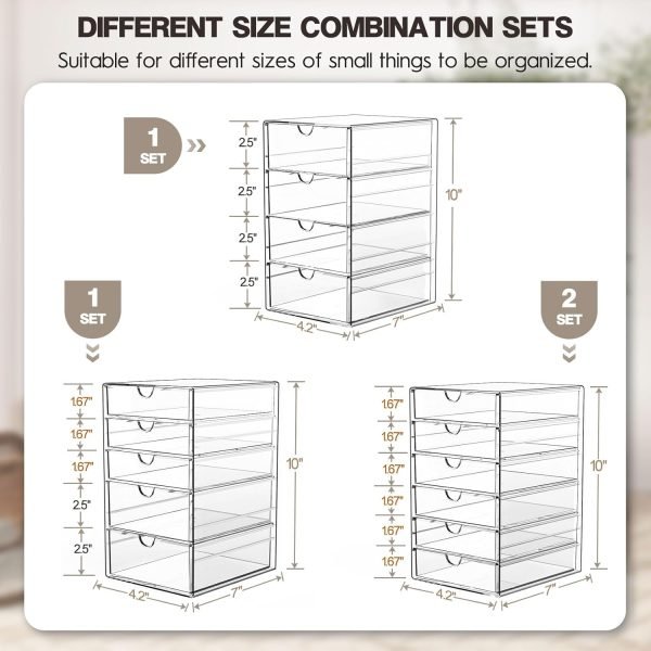 wholesale acrylic drawer organizers - 21 drawers 4 set - clear storage drawers for office supplies - stackable makeup organizer - dustproof desk organizers for makeup, jewelry, pen, stationary free samples