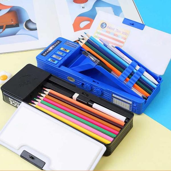 wholesale pop up multifunction pencil case, cute cartoon pen box organizer stationery with password lock, sharpener, schedule, whiteboard, school supplies, best birthday gifts for kids teens free samples