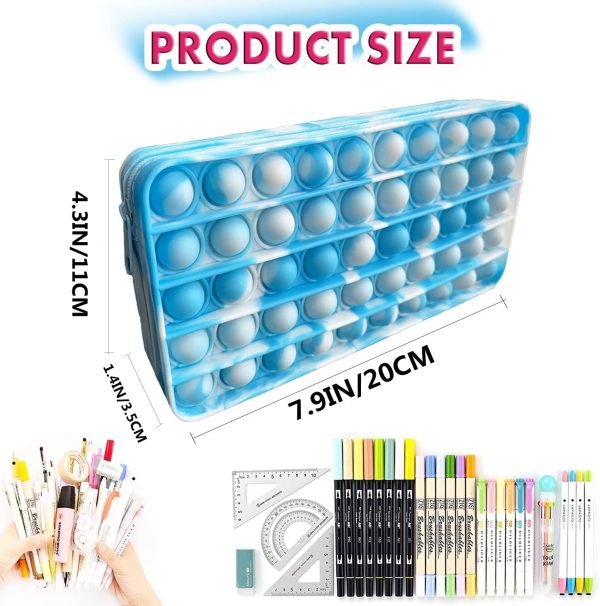 wholesale pop pencil case, fidget pencil pen case simple sensory silicone bubble toy, stationery storage bag decompression toy for kids, school season gifts, office stationery organizer, christmas gifts free samples