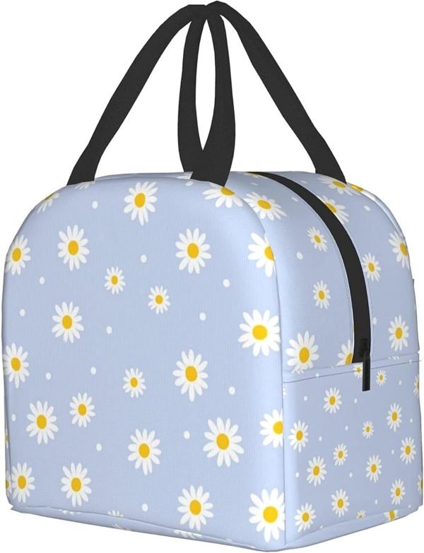 wholesale insulated lunch bag for women, cooler tote reusable lunch box container for work office travel picnic floral daisy purple flower  with your logo & design