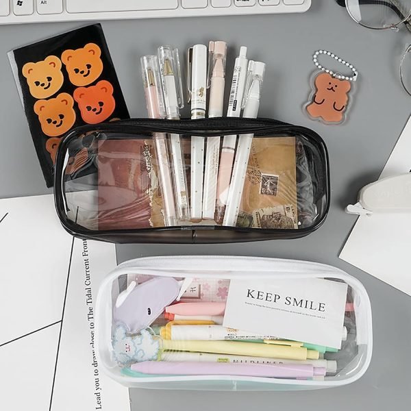 wholesale wuweot 10 pack clear pencil case, pvc pencil bag makeup pouch, big capacity travel toiletry bag with zipper for office stationery and travel storage (black+white) free samples