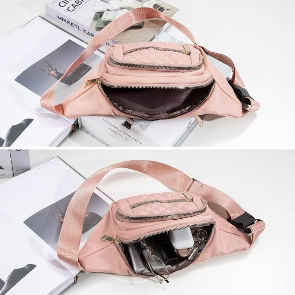 wholesale fanny packs for women fashionable stylish cute nylon designer fanny pack waterproof waist belt bag pouch chest sling fannypack's crossbody bags for women sport workout travel work (pink) free samples