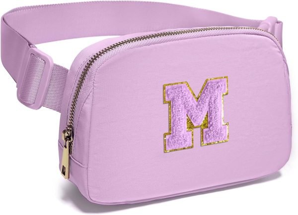 wholesale gitus gifts for 8 9 10 11 12 year old girls belt bag fanny pack crossbody bags with initial letter patch cute stuff birthday gifts for teen girls women personalized trend stuff (lavender-m) free samples