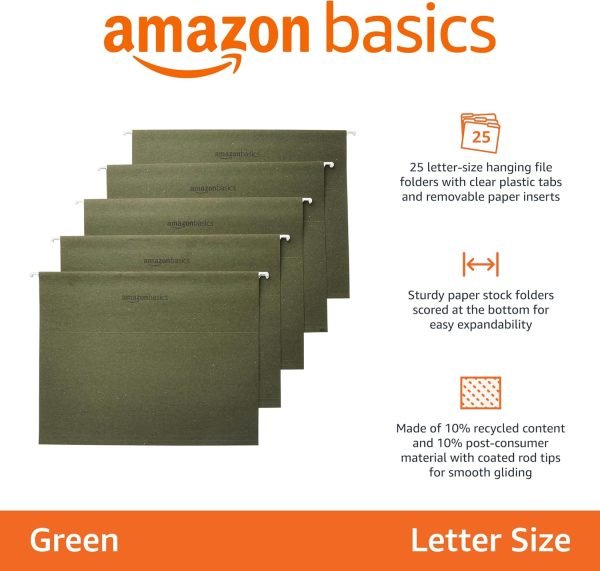 wholesale amazon basics hanging organizer file folder, letter size, green - pack of 25 free samples