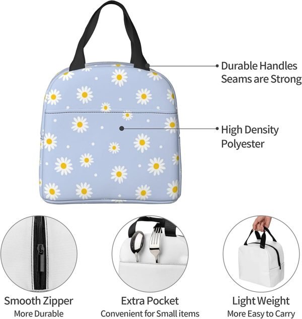 wholesale insulated lunch bag for women, cooler tote reusable lunch box container for work office travel picnic floral daisy purple flower  with your logo & design