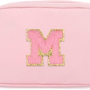 wholesale fanny pack for girls birthday christmas gifts idea for 4 5 6 7 8 9 10 11 12 13 year old kids cute trendy belt bag fashionable waist packs crossbody bag initial letter m pink free samples