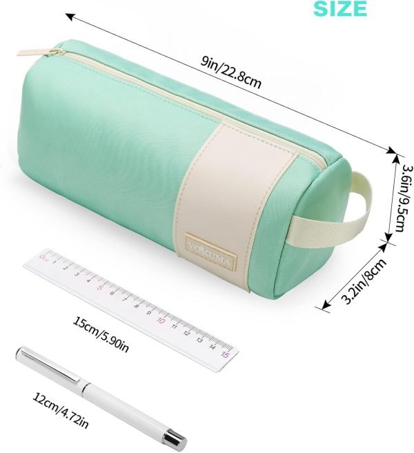 wholesale yokuma pencil case, large capacity aesthetic pencil pouch bag for college adults, office supplies stationery organizer, light green free samples