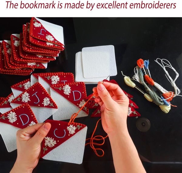 wholesale personalized hand embroidered corner bookmark, bookmarks for women, personalized bookmark for books, cute flower book mark, hand stitch gift for women for book lovers by hnqcpcvu (c, red) free samples