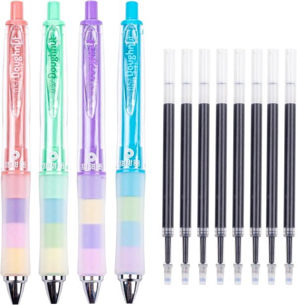 wholesale colnk cute gel pens 0.5,4 pcs retractable black ink pens with 8 counts of refills,fine point smooth writing pens for women, aesthetic office school supplies,gifts pens for writing journaling free samples