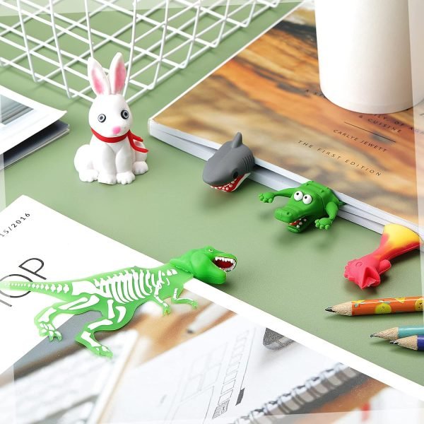 wholesale gersoniel 4 pcs luminous dinosaur bookmark shark bookmark christmas animal bookmarks for kids funny crocodile bookmark 3d cartoon bookmarks boys girls men women xmas gifts school supplies free samples