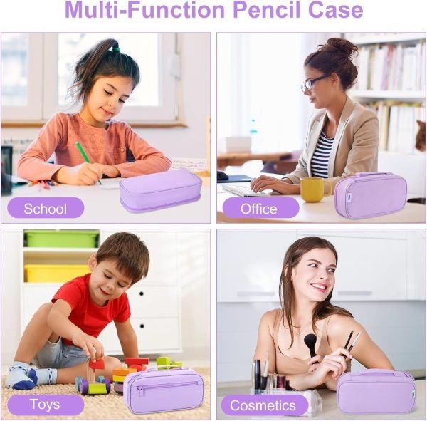 wholesale purple pencil case with handle, portable stationery case, pencil pouch, large pencil case for home, school &office free samples