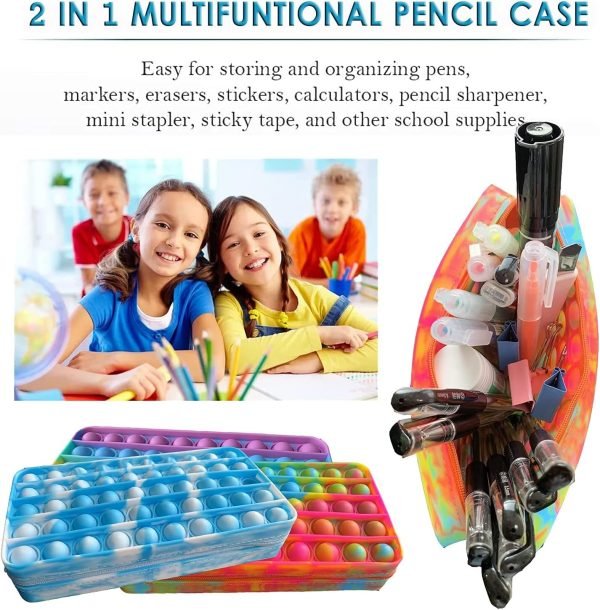 wholesale pop pencil case, fidget pencil pen case simple sensory silicone bubble toy, stationery storage bag decompression toy for kids, school season gifts, office stationery organizer, christmas gifts free samples