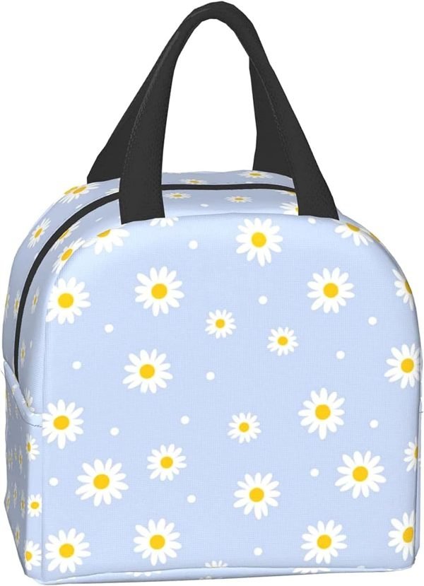 wholesale insulated lunch bag for women, cooler tote reusable lunch box container for work office travel picnic floral daisy purple flower  with your logo & design