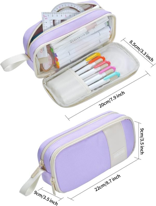 wholesale yokuma pencil case for adults aesthetic pen bag for teen college zipper pouch office supplies stationery organizer small tool bag (purple tw) free samples