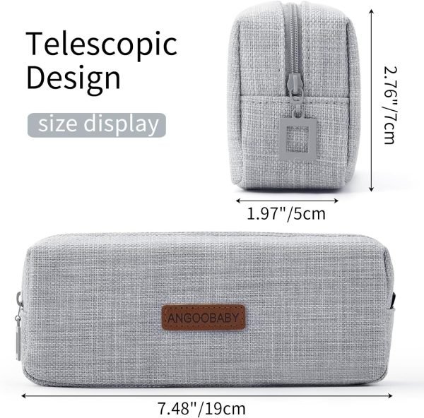 wholesale angoobaby small pencil case student pencil pouch coin pouch cosmetic bag office stationery organizer for teen school-grey green free samples